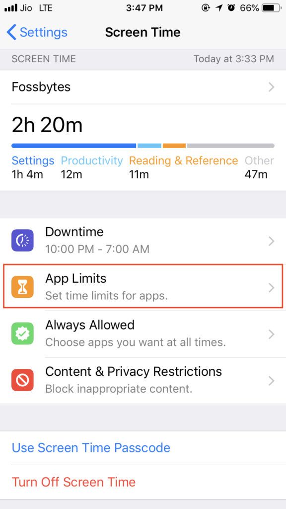App limits