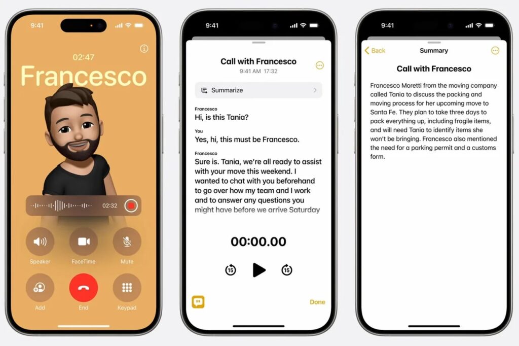 Image of the new Call Recording feature