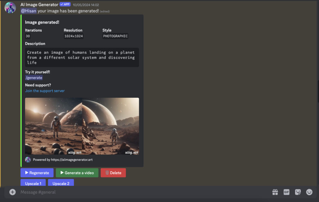 Screenshot of the AI Image Generator