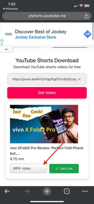 Image of the video format selection button