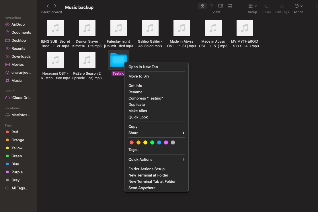 go to mac folder info