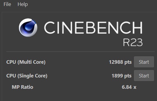 Cinebench score of the HP Pavilion Plus 16