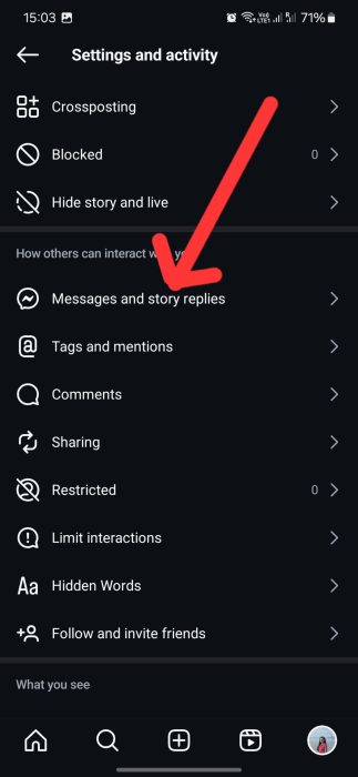 image to Choose the Messages option