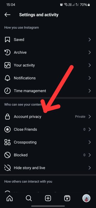 image to select Account Privacy