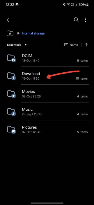 image of the Downloads section on Android