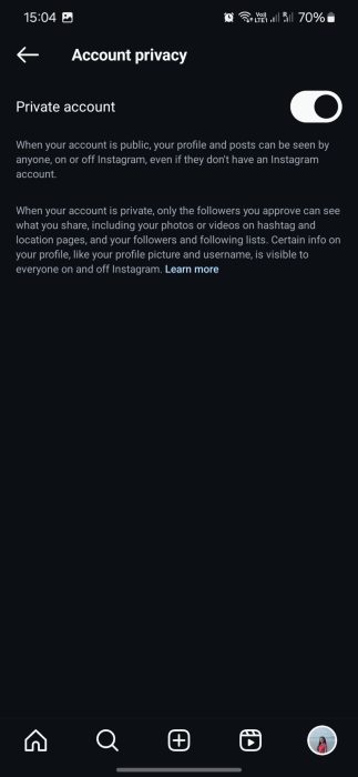 image to select Account Privacy