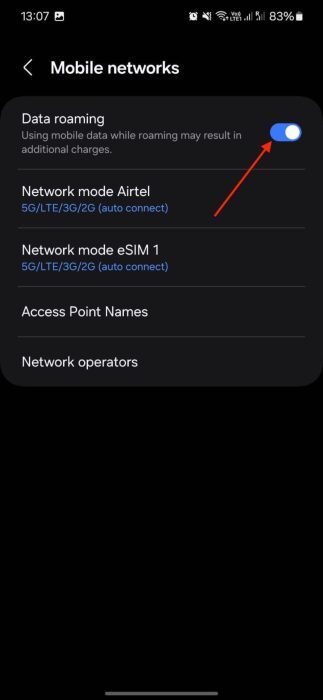 image to turn on roaming for the Jetpac