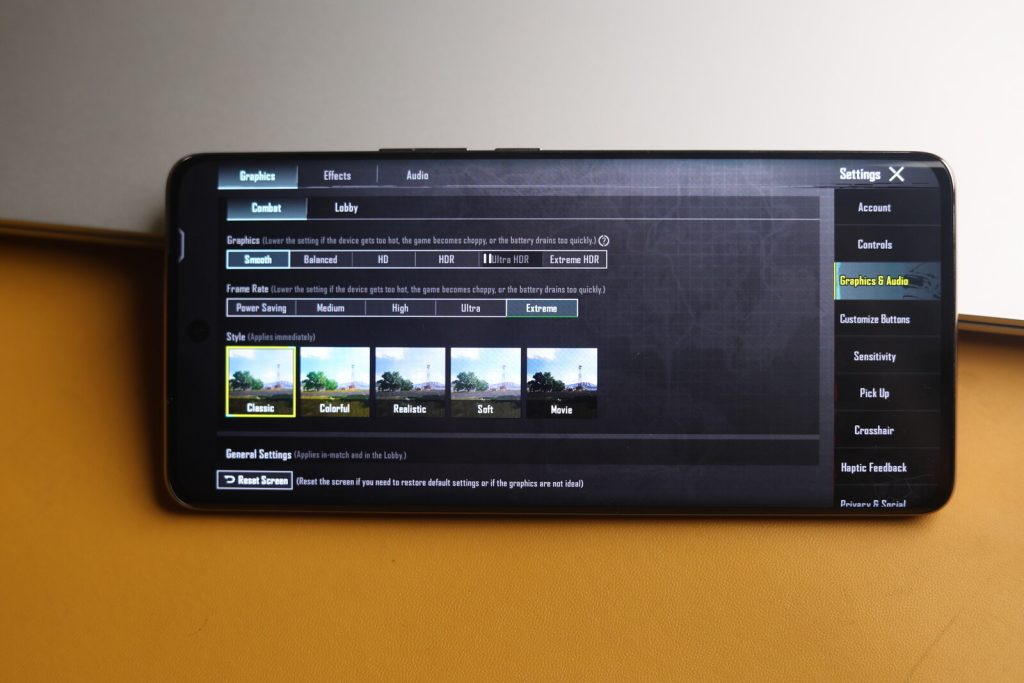 Image of the BGMI Graphics settings