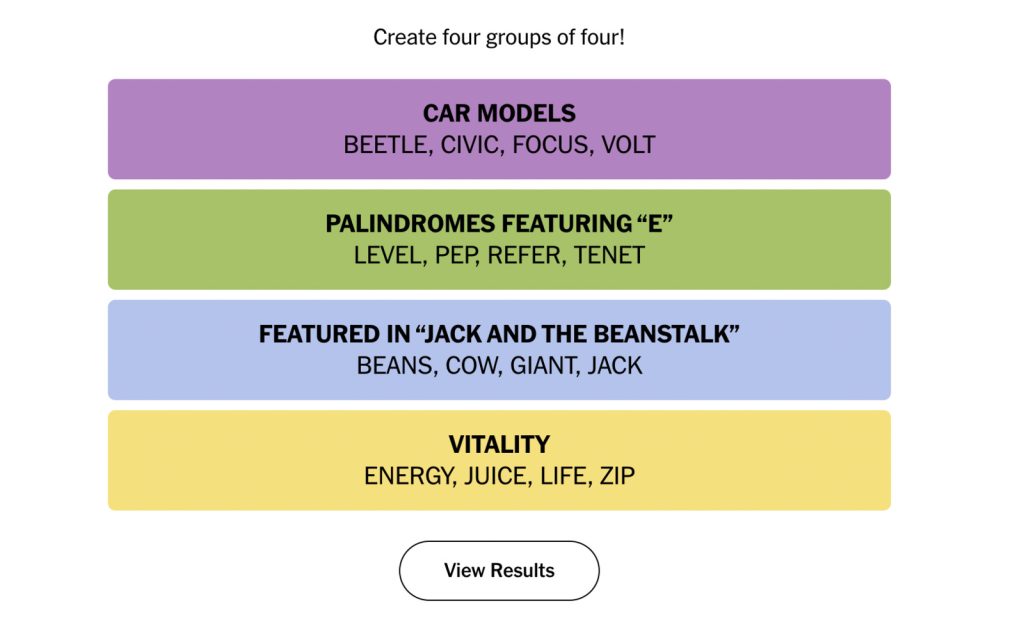 Answers to today's NYT Connections puzzle