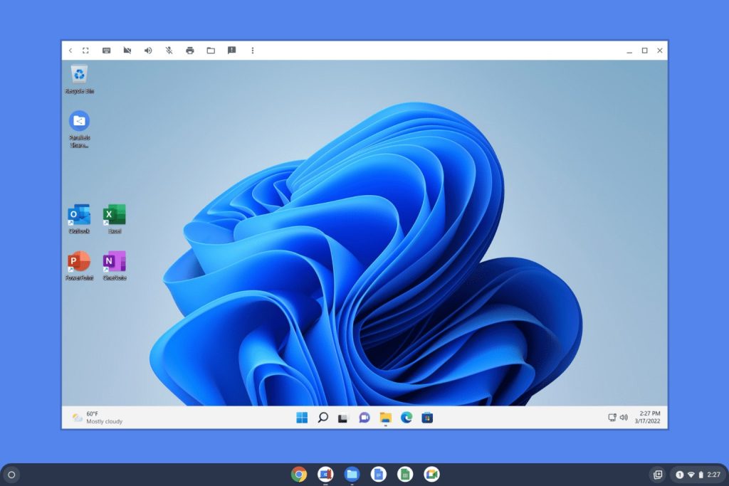 Image of the Parallels Desktop emulator app running Windows 11 on Chromebook