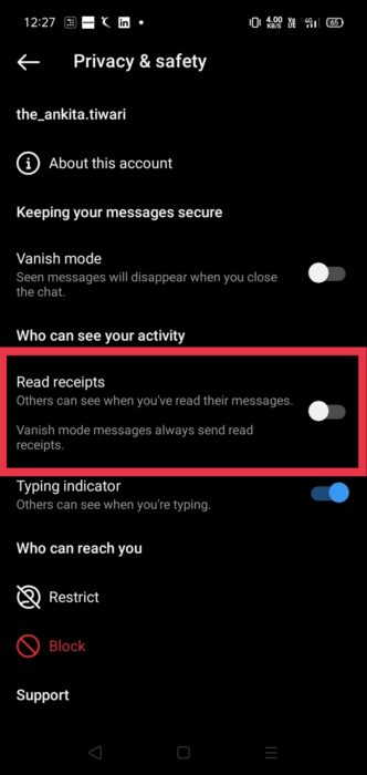 S2.2 for Turning Off Read Receipts