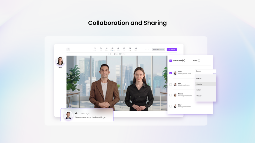 Screenshot of the conversation feature