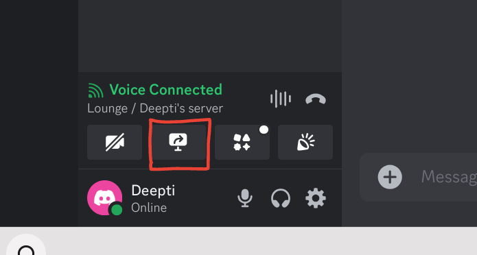image to Click Share Your Screen at the bottom