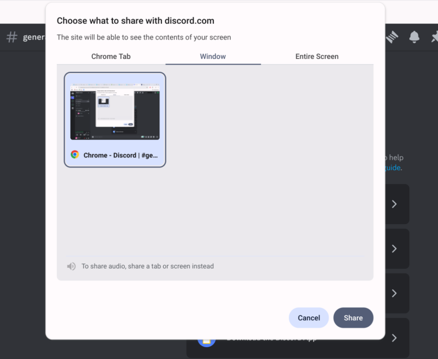 image to click the share button to begin sharing and stream Disney Plus on Discord